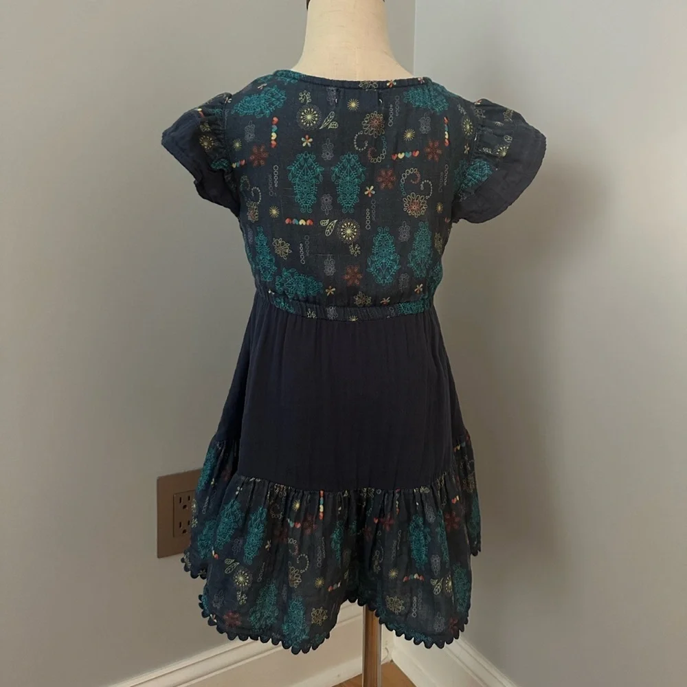 PEEK GIRLS GAUZE DRESS WITH LACE TRIM